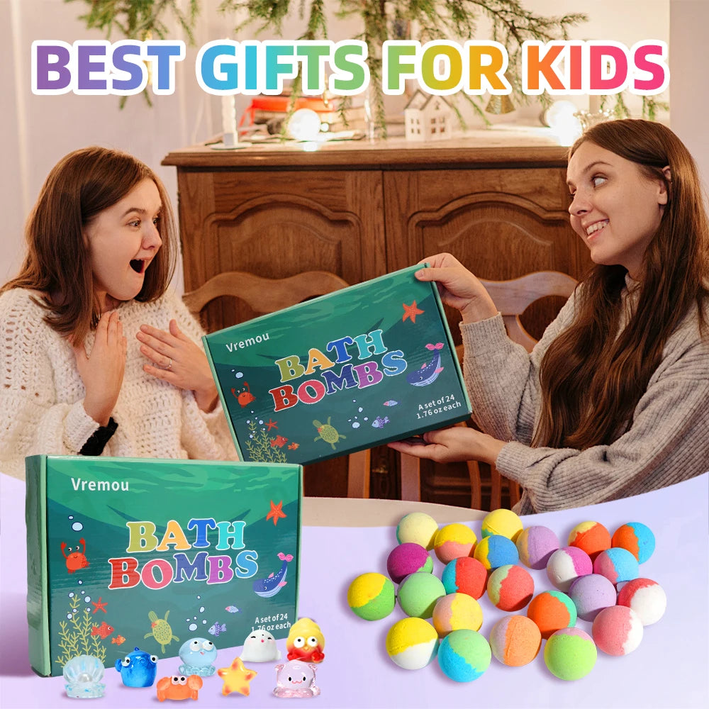 Kids Bath Bombs Gift Set with Surprise – 24 Pack
