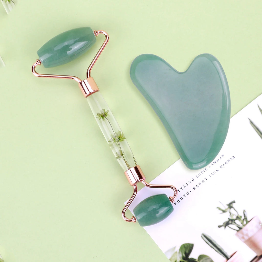 Jade Gua Sha & Roller Face & Body Massage Set