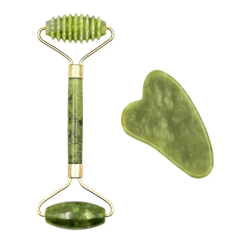 Jade Roller & Gua Sha Face Massage Set