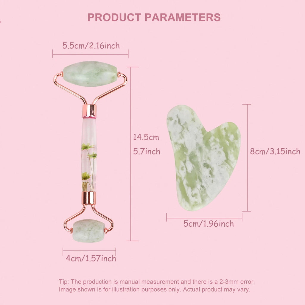 Jade Gua Sha & Roller Face & Body Massage Set
