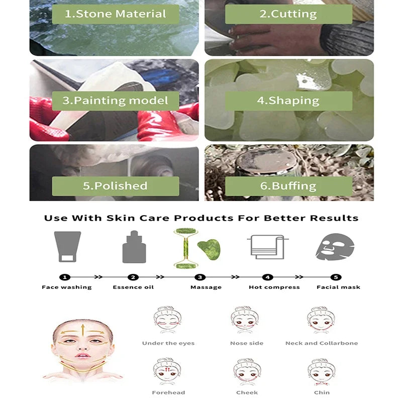 Jade Roller & Gua Sha Face Massage Set