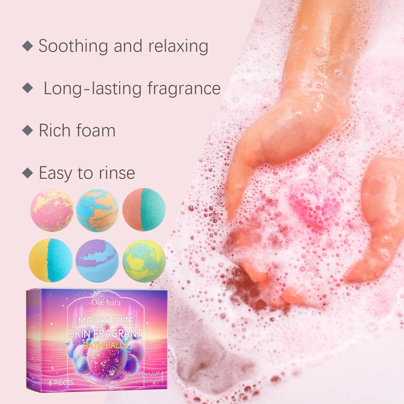 Bath Bomb Lasting Fragrance Aromatherapy Floral Scent Exfoliating Moisture Body Wash Cleansing Spa Salt Ball Bubble Bombs Shower