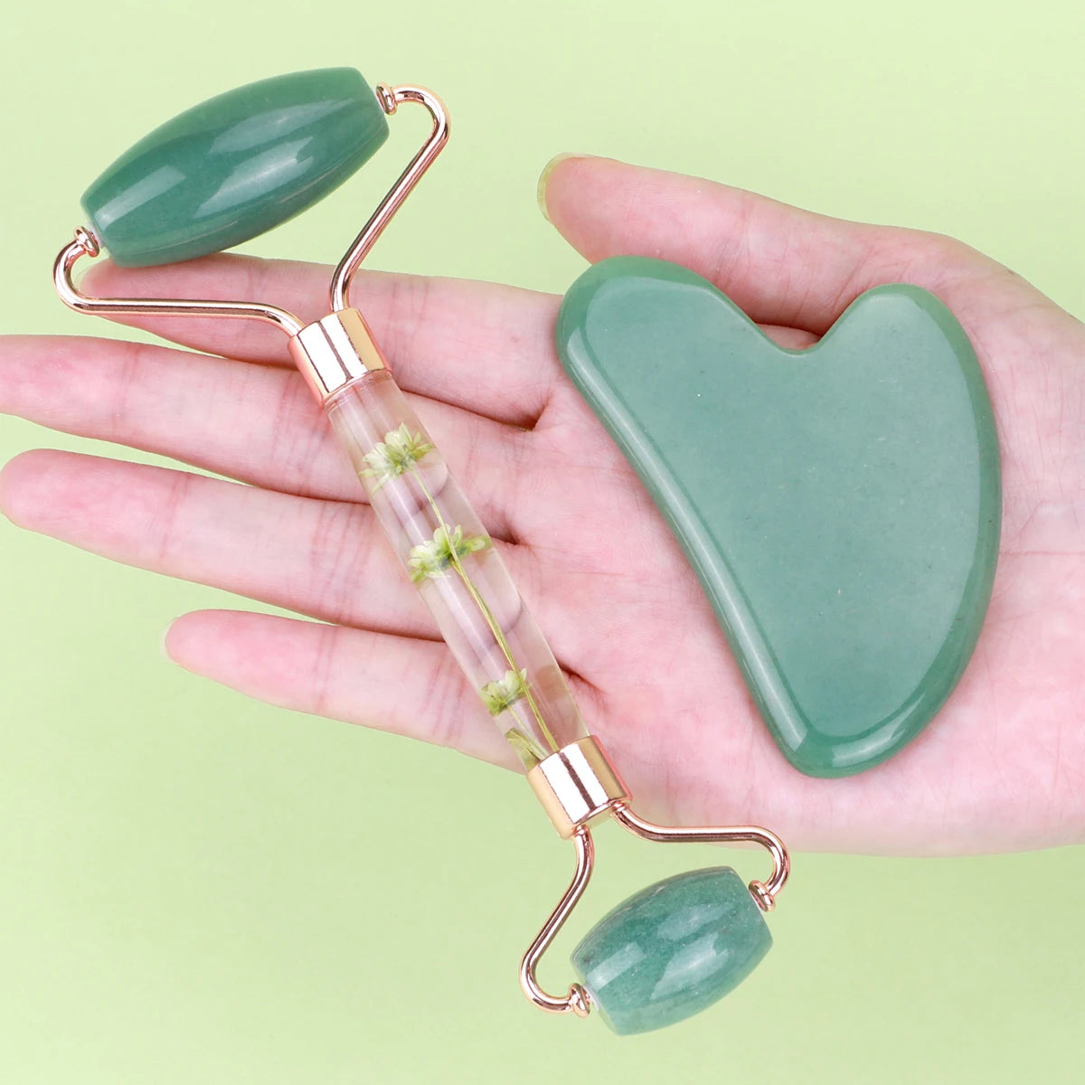 Jade Gua Sha & Roller Face & Body Massage Set