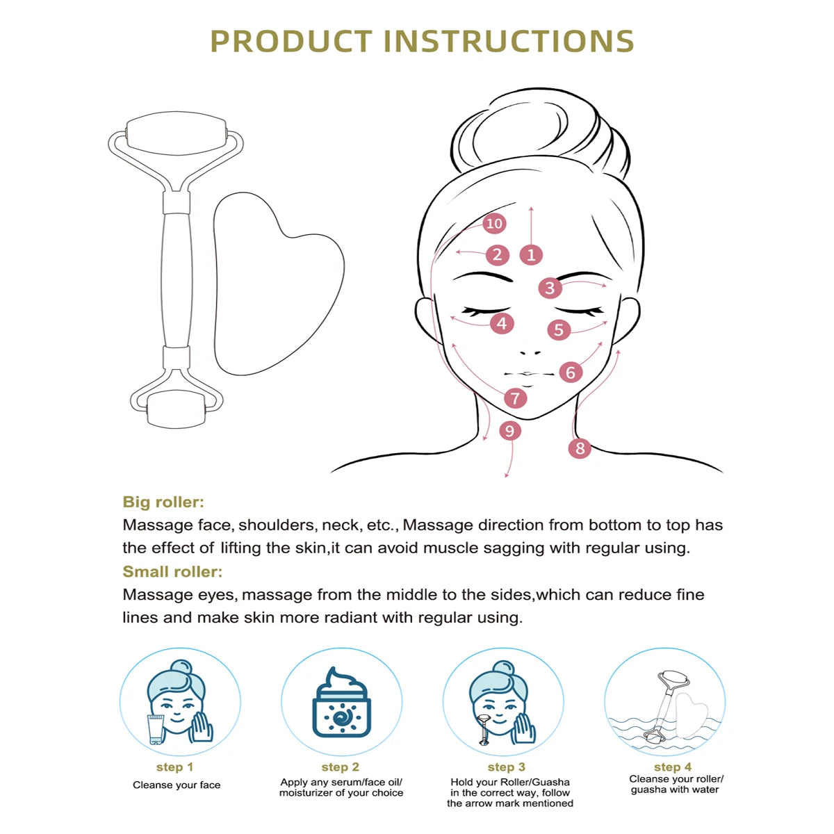 Jade Gua Sha & Roller Face & Body Massage Set