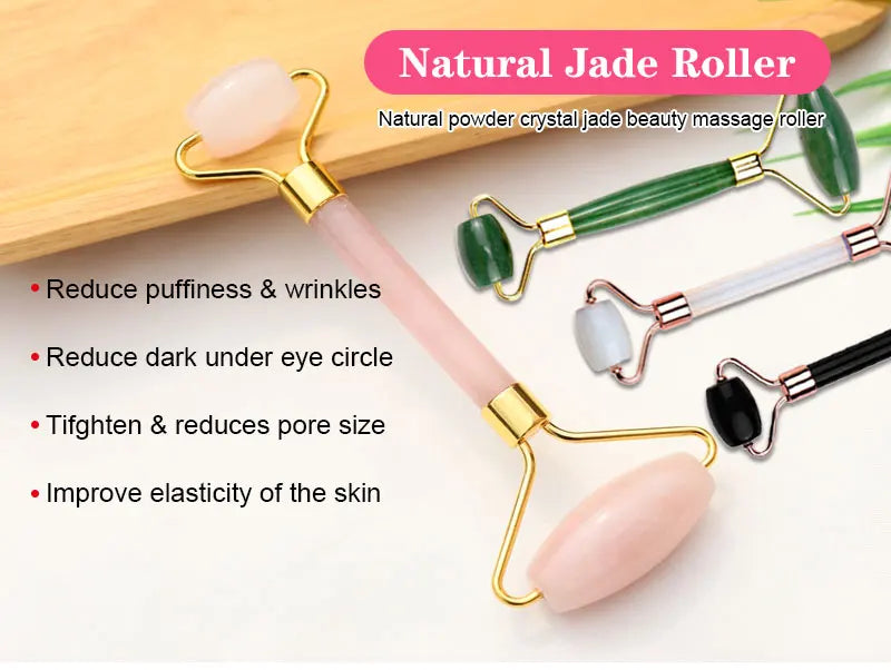 Rose Quartz Gua Sha & Jade Facial Roller Set