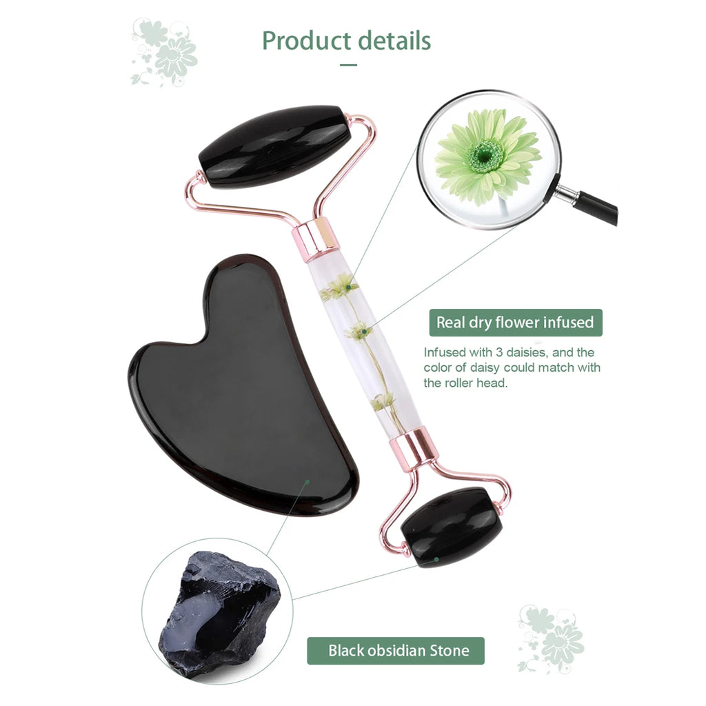 Jade Gua Sha & Roller Face & Body Massage Set