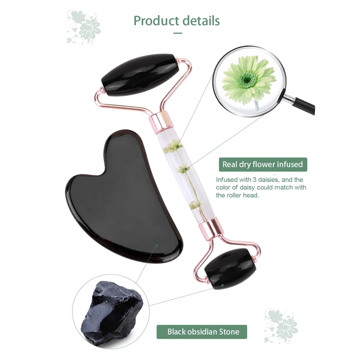 Jade Gua Sha & Roller Face & Body Massage Set