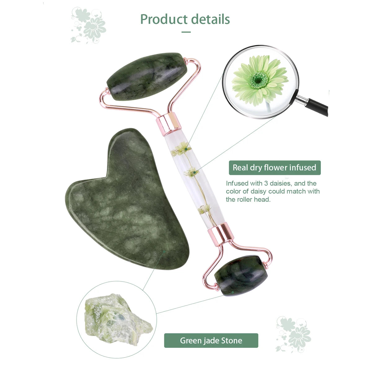 Jade Gua Sha & Roller Face & Body Massage Set