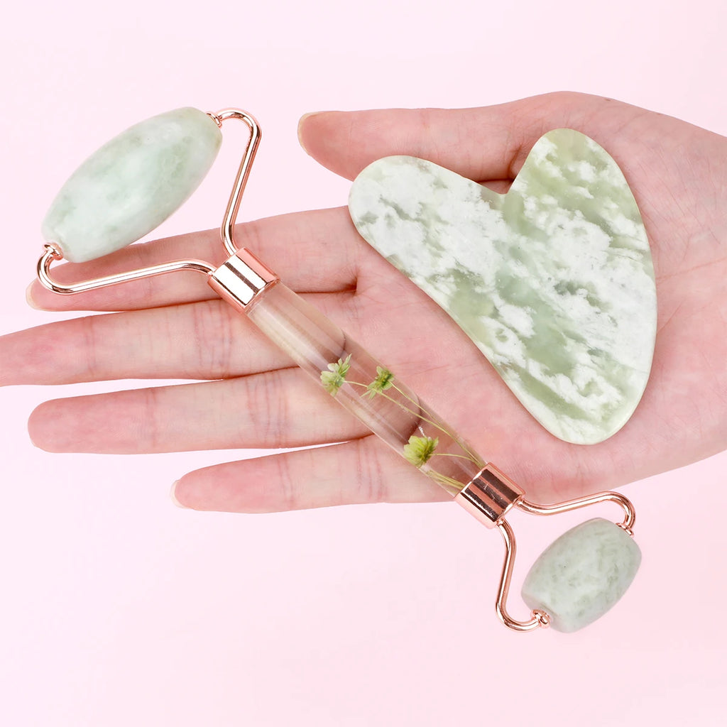 Jade Gua Sha & Roller Face & Body Massage Set