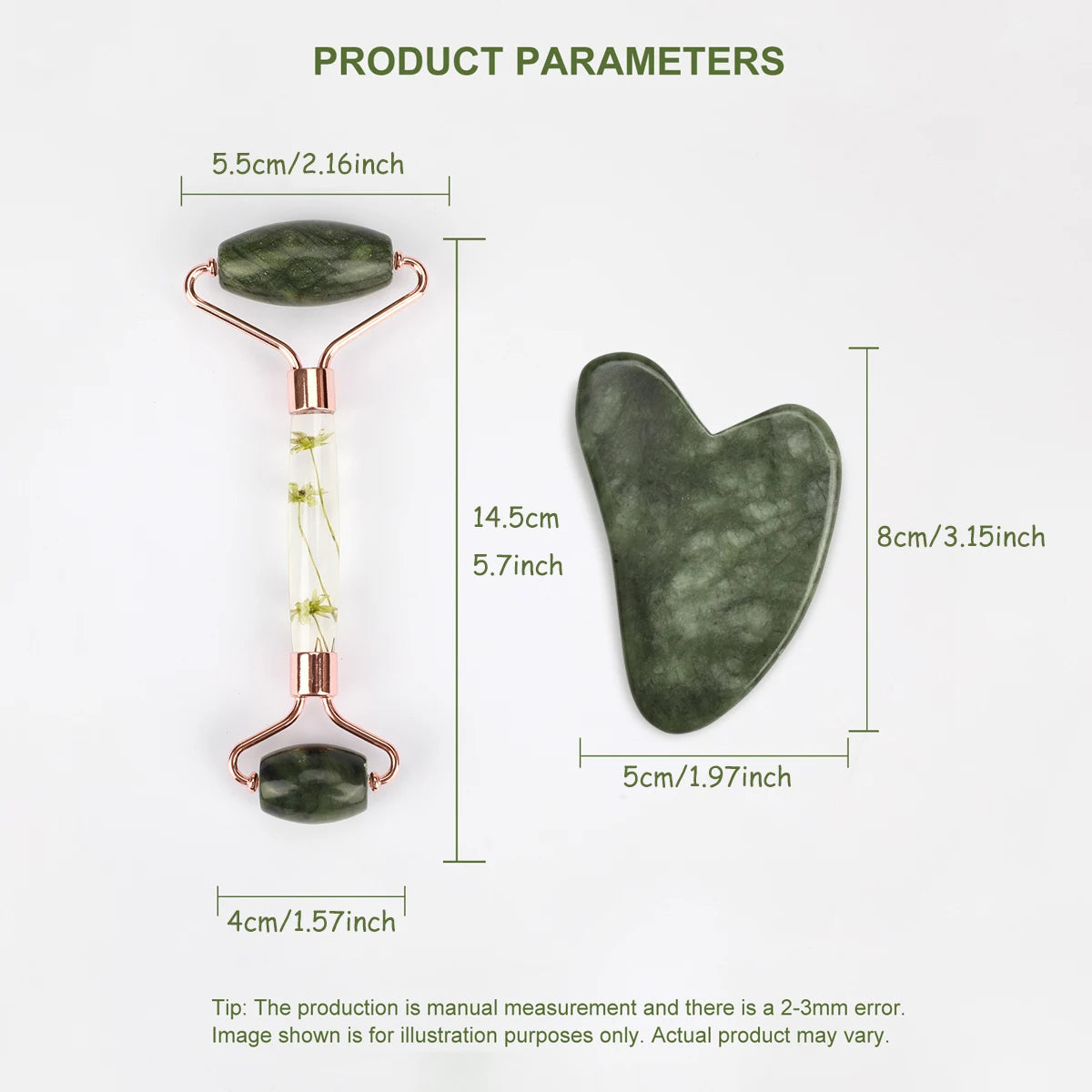 Jade Gua Sha & Roller Face & Body Massage Set