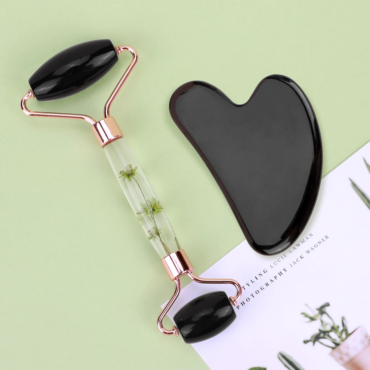 Jade Gua Sha & Roller Face & Body Massage Set