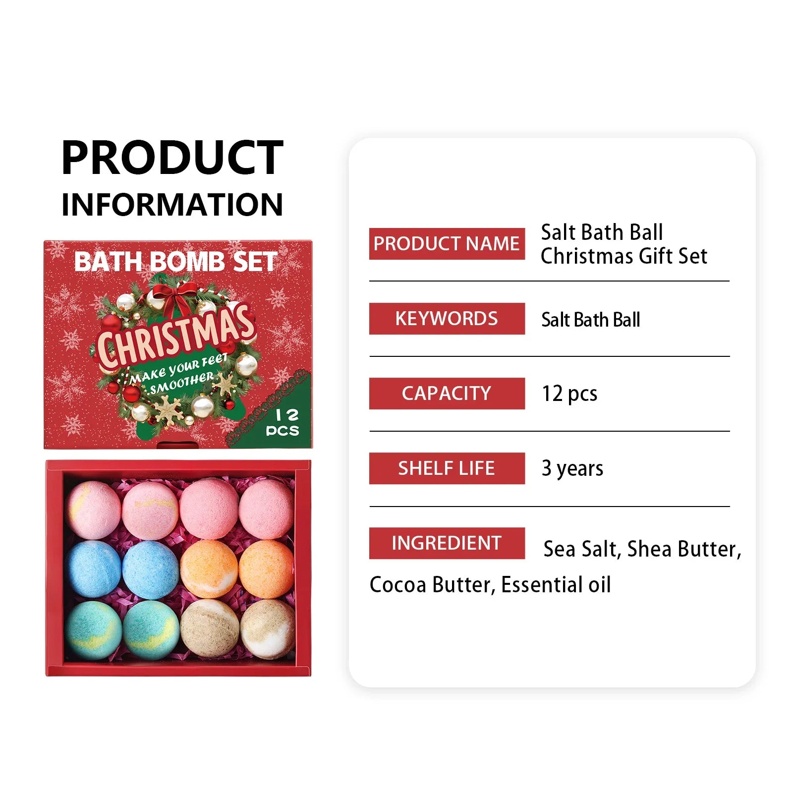 Sea Salt Bath Bomb Gift Set – 12 Pcs Foot Spa