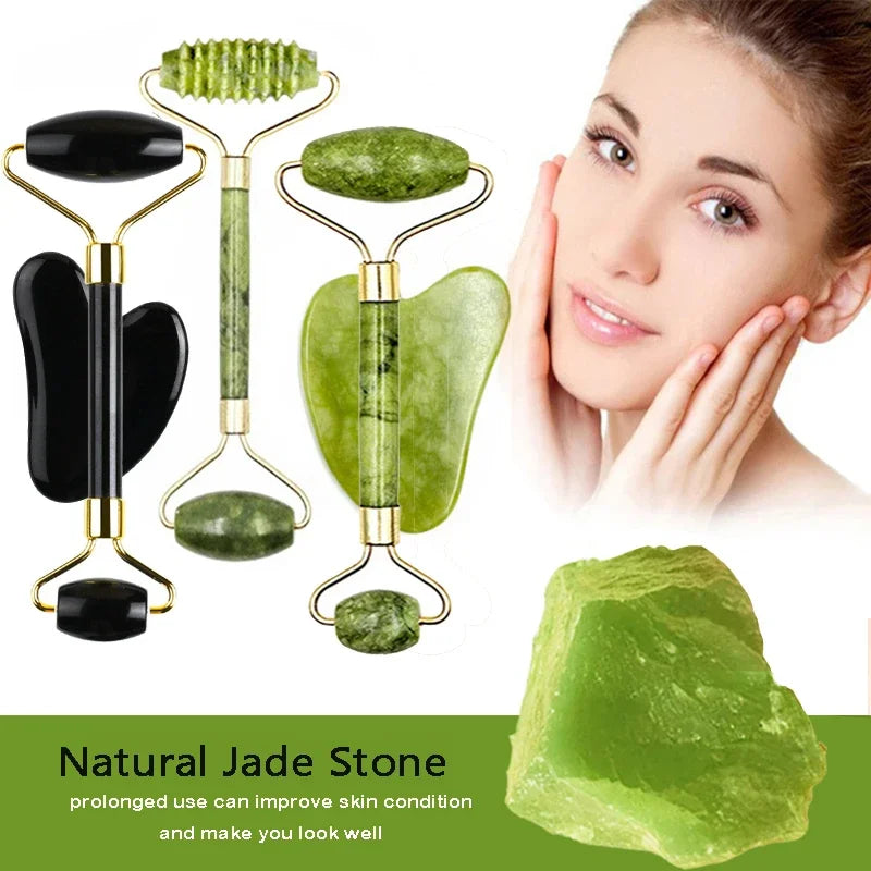 Jade Roller & Gua Sha Face Massage Set