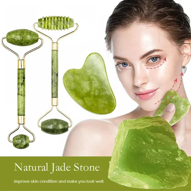 Jade Roller & Gua Sha Face Massage Set