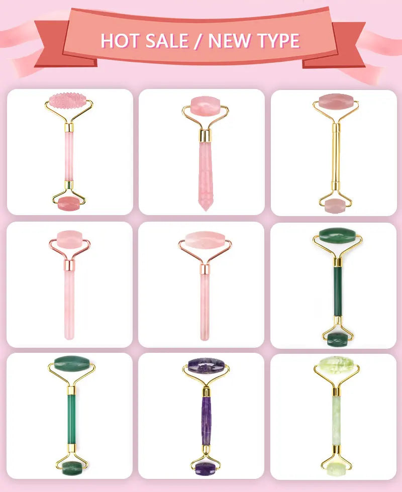Rose Quartz Gua Sha & Jade Facial Roller Set