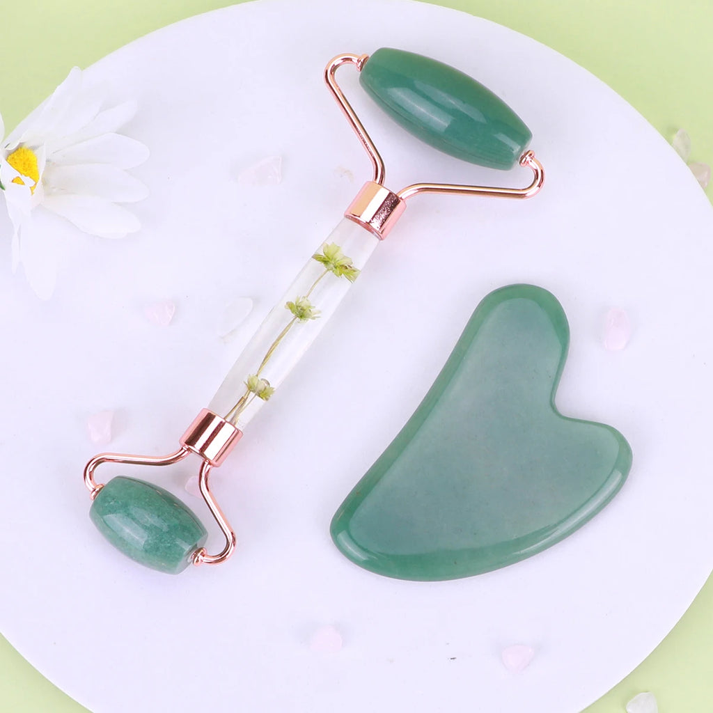 Jade Gua Sha & Roller Face & Body Massage Set