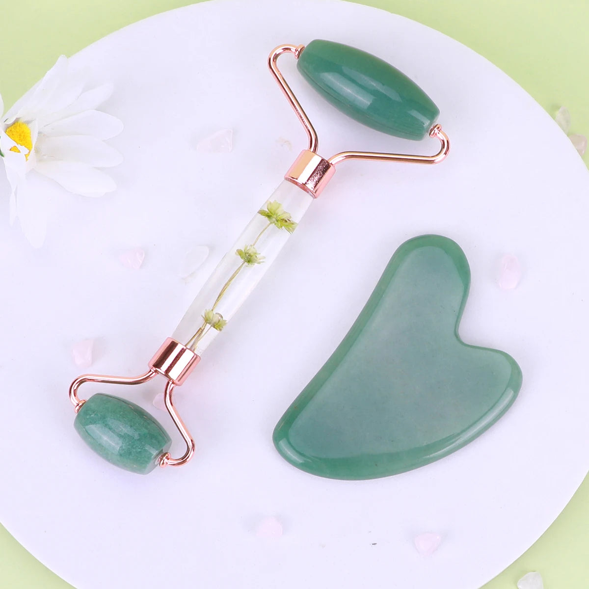 Jade Gua Sha & Roller Face & Body Massage Set