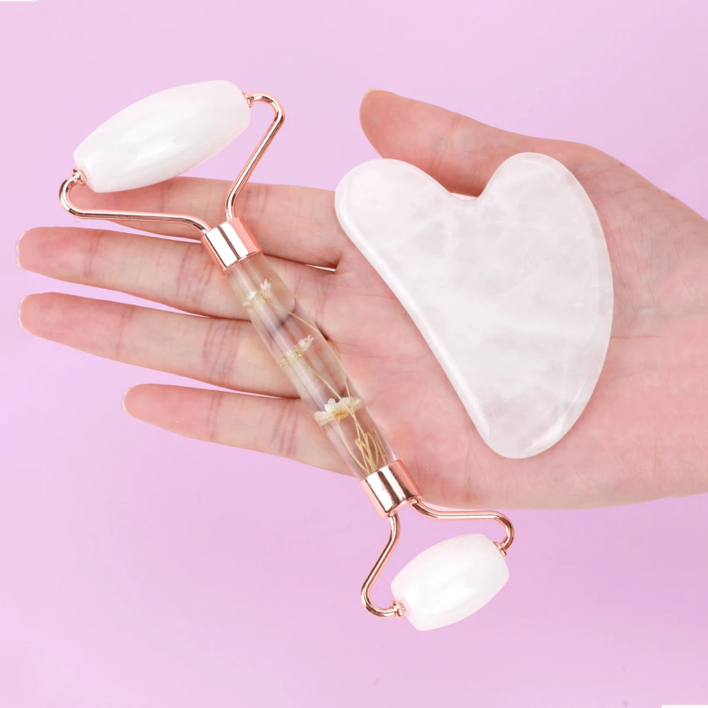 Jade Gua Sha & Roller Face & Body Massage Set