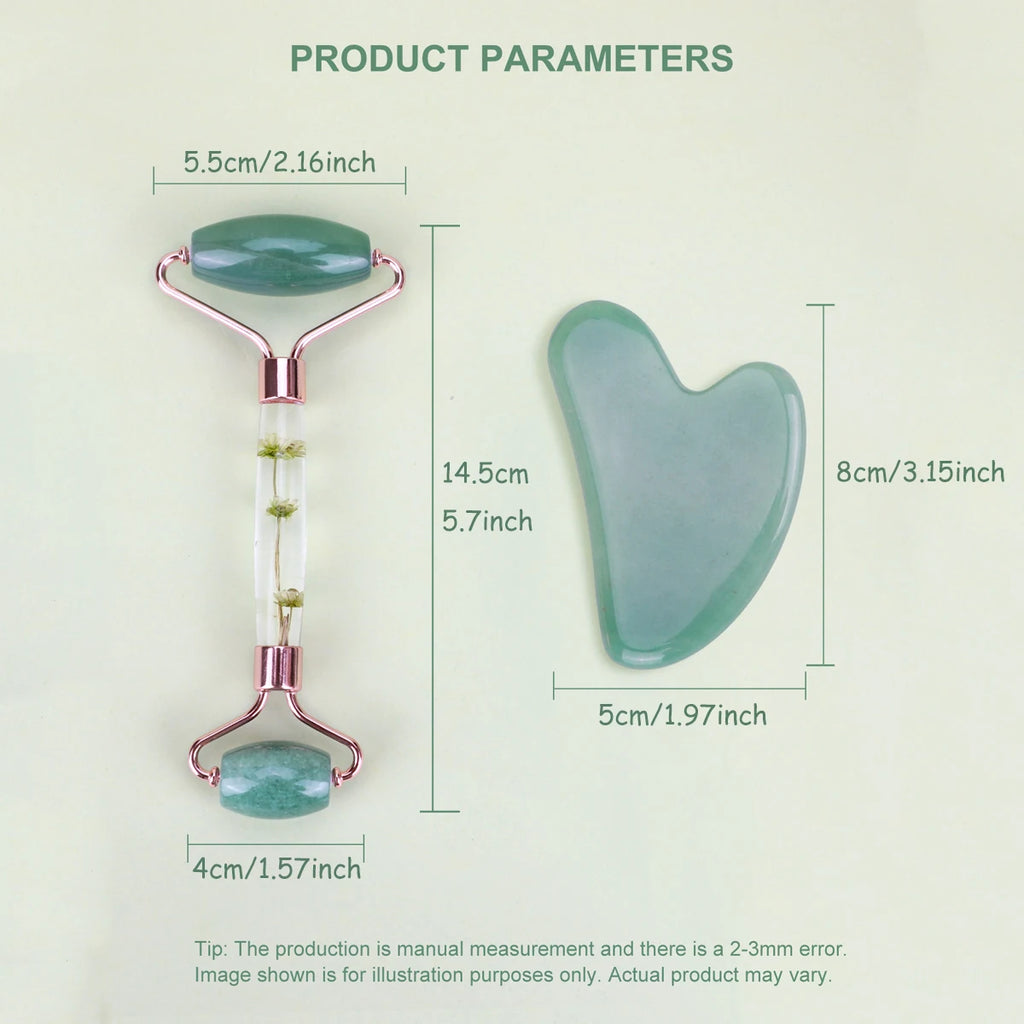 Jade Gua Sha & Roller Face & Body Massage Set