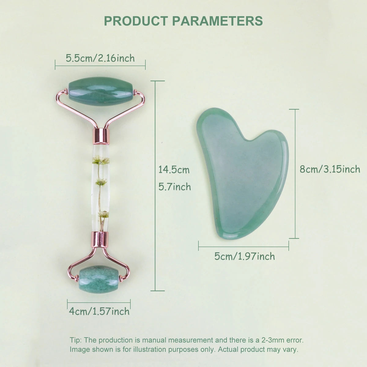 Jade Gua Sha & Roller Face & Body Massage Set